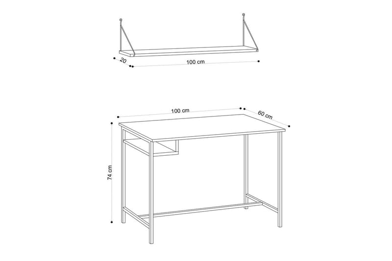 Cadris Skrivebord 60x100 cm - Eg/Sort - Møbler - Borde - Kontorbord - Skrivebord