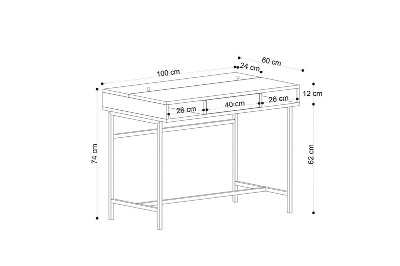 Cladells Skrivebord 60x100 cm - Eg/Sort - Møbler - Borde - Kontorbord - Skrivebord