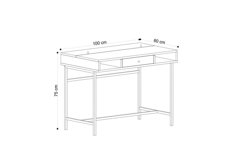 Cladells Skrivebord 60x100 cm - Eg/Sort - Møbler - Borde - Kontorbord - Skrivebord
