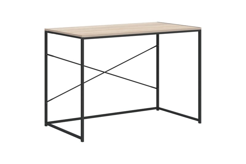 computerbord 110x60x70 cm spånplade sort og egetræ - Brun - Møbler - Borde - Kontorbord - Skrivebord
