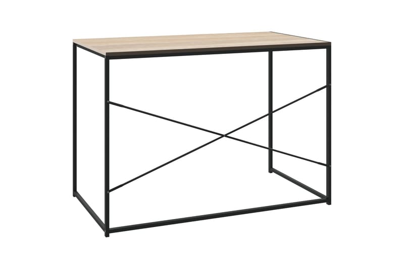 computerbord 110x60x70 cm spånplade sort og egetræ - Brun - Møbler - Borde - Kontorbord - Skrivebord