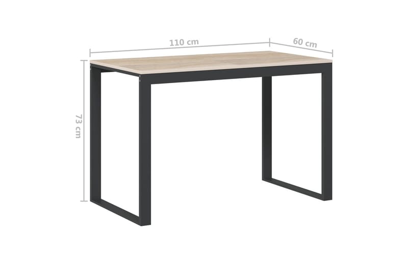 computerbord 110x60x73 cm spånplade sort og egetræ - Brun - Møbler - Borde - Kontorbord - Skrivebord
