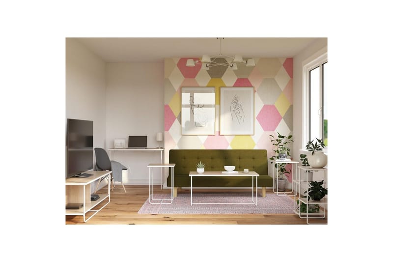 Dante Skrivebord i Træ med Metalstel - Beige - Møbler - Borde - Kontorbord - Skrivebord