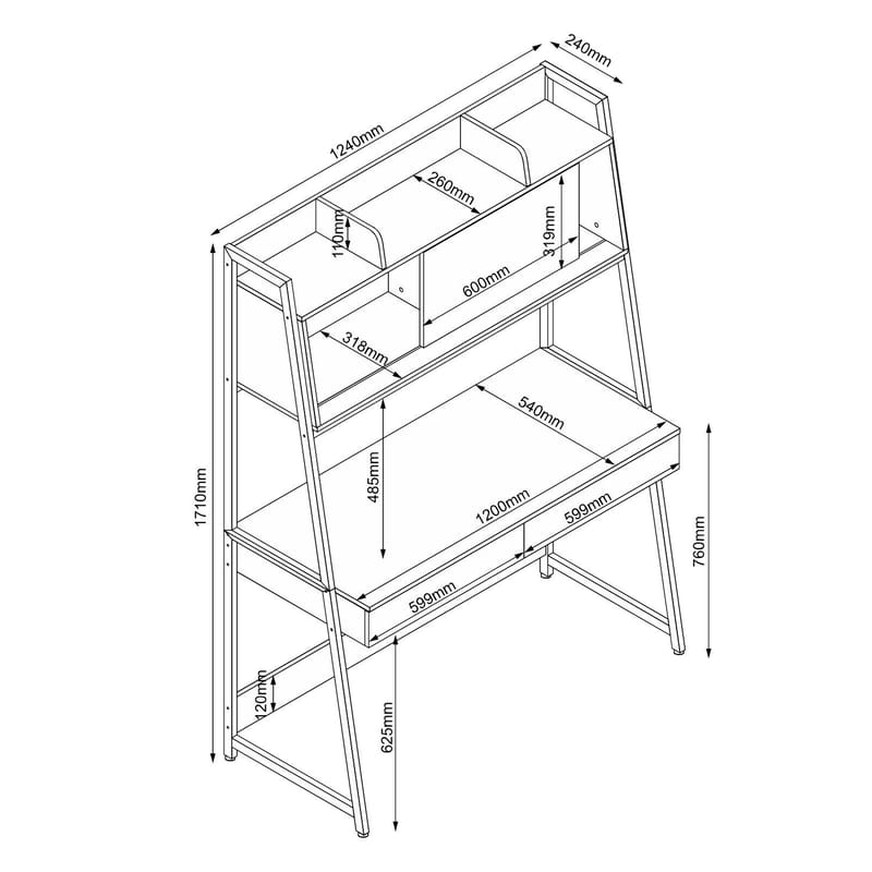 Desk HOME4YOU - eg / hvid / brun - Møbler - Borde - Kontorbord - Skrivebord