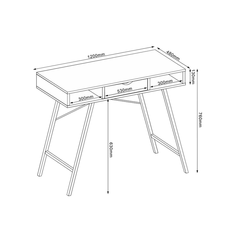 Desk HOME4YOU - egebark / brun - Møbler - Borde - Kontorbord - Skrivebord