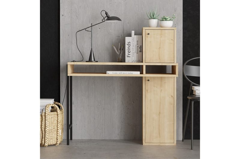 Dora Skrivebord 45x102 cm - Sort/Mellemfarvet træ - Møbler - Borde - Kontorbord - Skrivebord