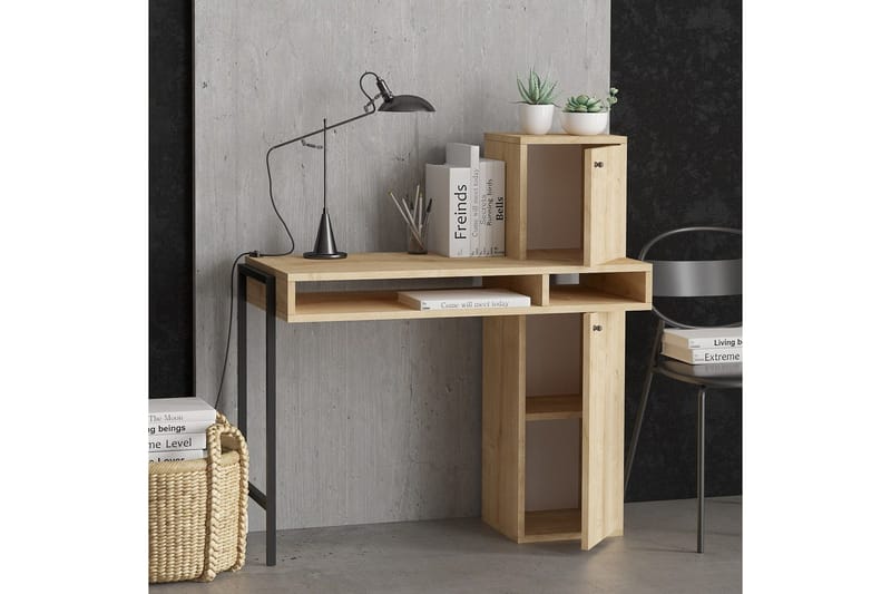 Dora Skrivebord 45x102 cm - Sort/Mellemfarvet træ - Møbler - Borde - Kontorbord - Skrivebord
