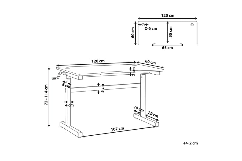 Durbine Gamingbord 120x60 cm Rektangulært - Sort - Møbler - Borde - Kontorbord - Gamingbord