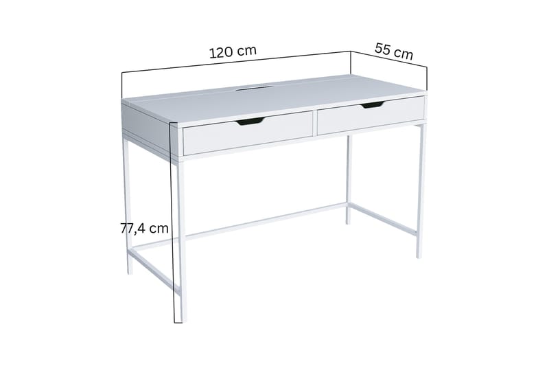 Durusu Skrivebord 55x120 cm - Hvid - Møbler - Borde - Kontorbord - Skrivebord