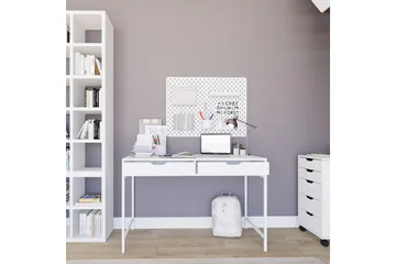 Durusu Skrivebord 55x120 cm med Skuffer i Træ med Metalstel - Hvid - Møbler - Borde - Kontorbord - Skrivebord