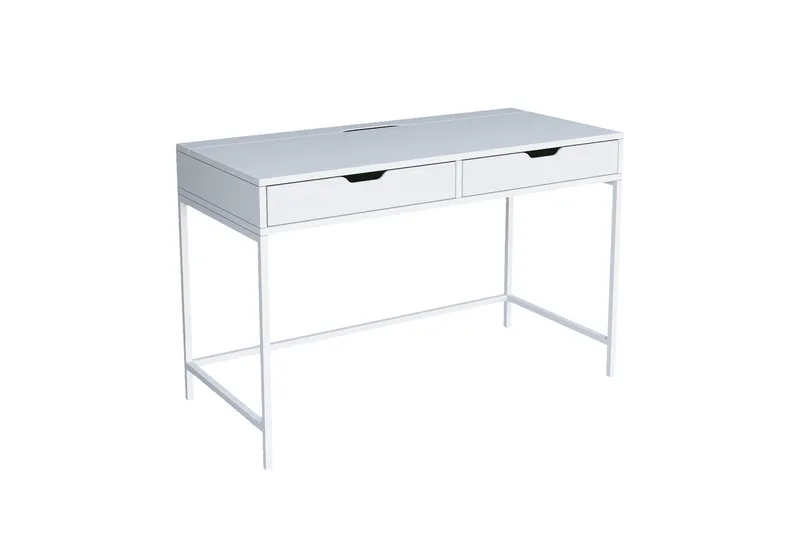 Durusu Skrivebord 55x120 cm med Skuffer i Træ med Metalstel, Hvid