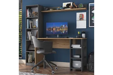 Eireann Skrivebord 45x160 cm - Valnød/Antracit - Møbler - Borde - Kontorbord - Skrivebord