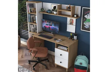 Eireann Skrivebord 50x120 cm - Valnød/Hvid - Møbler - Borde - Kontorbord - Skrivebord