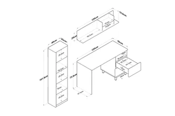 Eireann Skrivebord 50x120 cm - Valnød/Hvid - Møbler - Borde - Kontorbord - Skrivebord