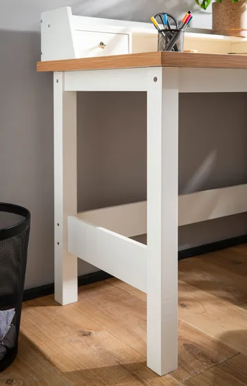 Eliara Skrivebord 106 cm - Hvid og egetræslook - Møbler - Borde - Kontorbord - Skrivebord
