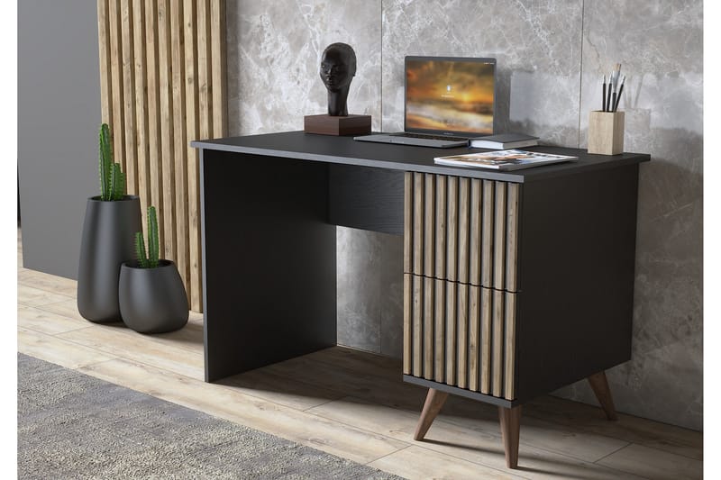 Elspet Skrivebord 12x127 cm - Sort/Brun - Møbler - Borde - Kontorbord - Skrivebord