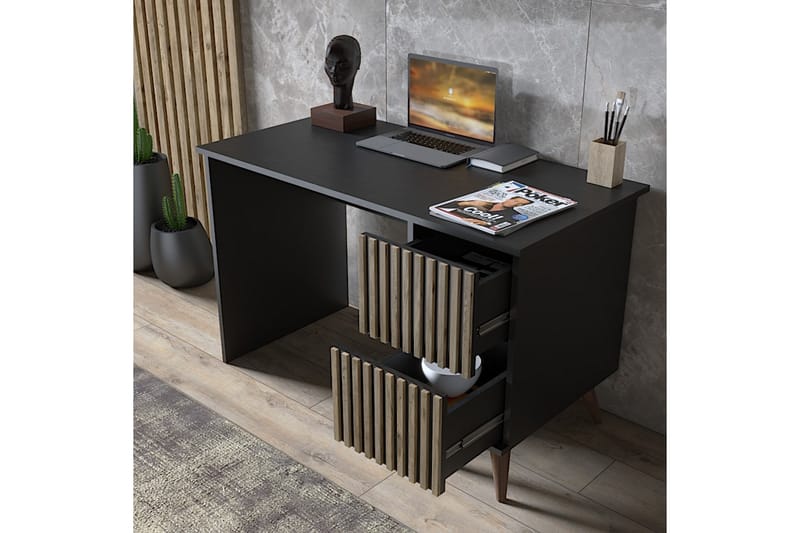 Elspet Skrivebord 12x127 cm - Sort/Brun - Møbler - Borde - Kontorbord - Skrivebord