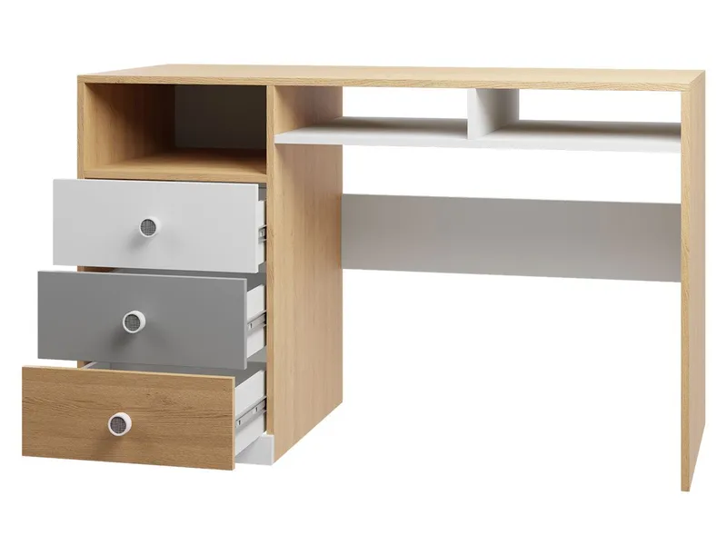 Elvaren Skrivebord 125 cm med Opbevaring og Skuffer i Træ - Sort|Hvid - Møbler - Borde - Kontorbord - Skrivebord