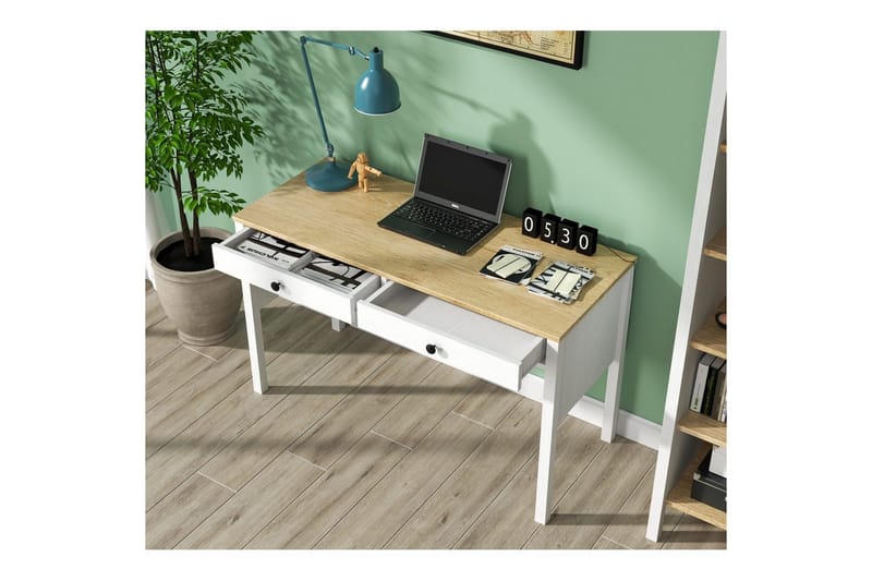 Erlen Skrivebord 60x120 cm - Natur/Hvid - Møbler - Borde - Kontorbord - Skrivebord