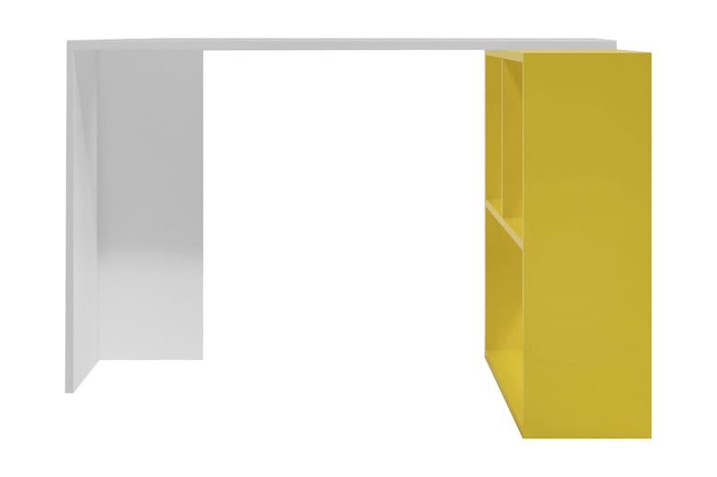 Ernage Skrivebord 120 cm med Opbevaring Hylder - Hvid/Gul - Skrivebord