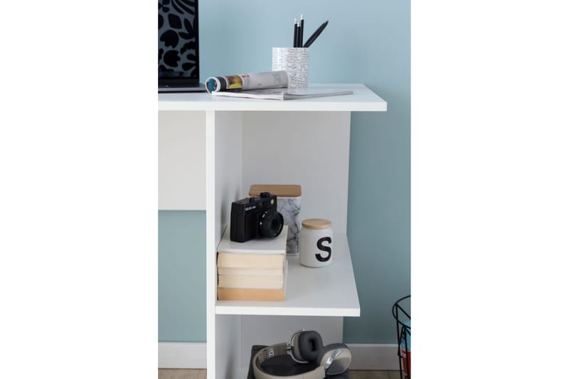 Farleys Skrivebord 82 cm med Opbevaring Hylder - Hvid - Skrivebord