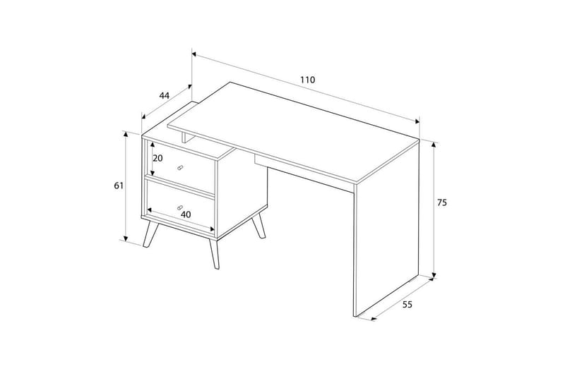 Felyra Skrivebord 44x110 cm - Multifarvet - Møbler - Borde - Kontorbord - Skrivebord