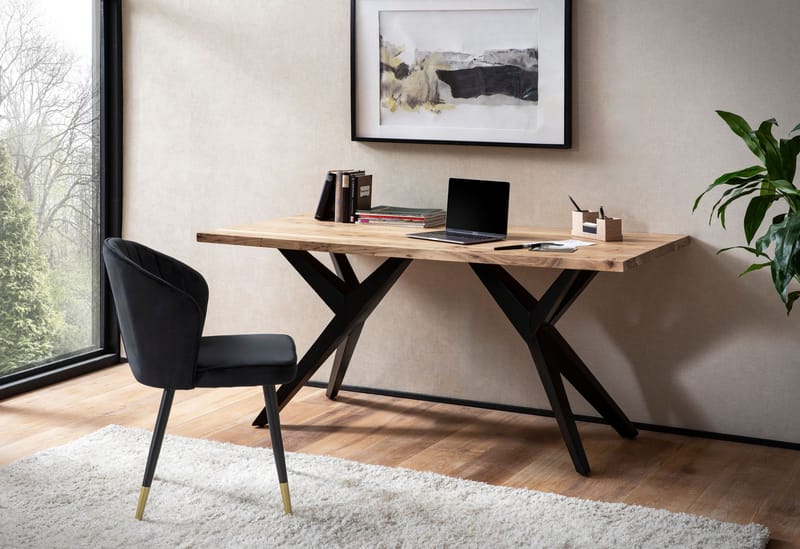 Fenaro Skrivebord 200x100 cm Industriel stil - Lys gyldenbrun og matsort - Møbler - Borde - Kontorbord - Skrivebord