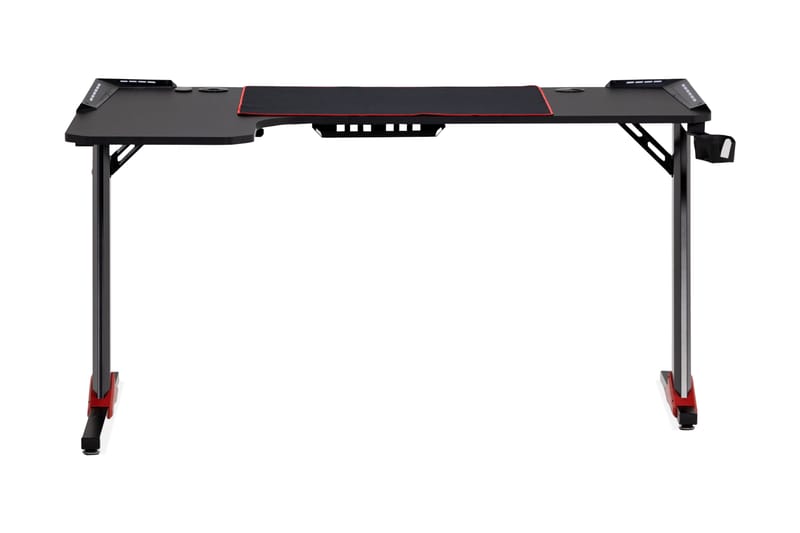 Areni Gamingbord LED lys 140 cm + Krusholder & Hovedtelefonh - Sort - Møbler - Borde - Kontorbord - Gamingbord
