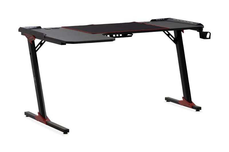 Areni Gamingbord LED lys 140 cm + Krusholder & Hovedtelefonh - Sort - Møbler - Borde - Kontorbord - Gamingbord