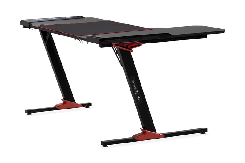 Areni Gamingbord LED lys 140 cm + Krusholder & Hovedtelefonh - Sort - Møbler - Borde - Kontorbord - Gamingbord