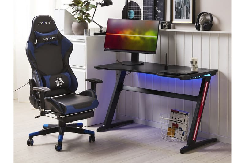 Darfur Gamingbord 120 cm med LED-belysning - Sort - Gamingbord