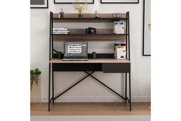 Garavelo Skrivebord 25x124 cm - Valnød/Sort - Møbler - Borde - Kontorbord - Skrivebord