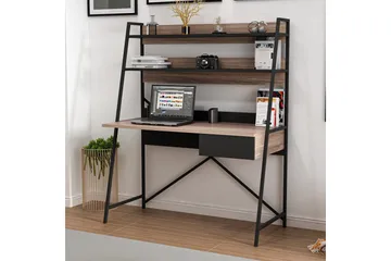 Garavelo Skrivebord 25x124 cm - Valnød/Sort - Møbler - Borde - Kontorbord - Skrivebord