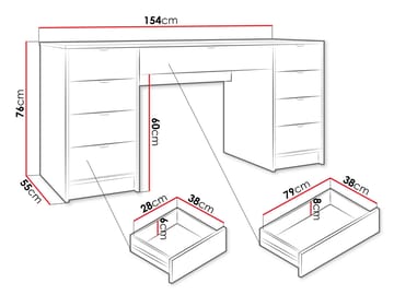 Gudelia Skrivebord 154 cm - brun - Møbler - Borde - Kontorbord - Skrivebord