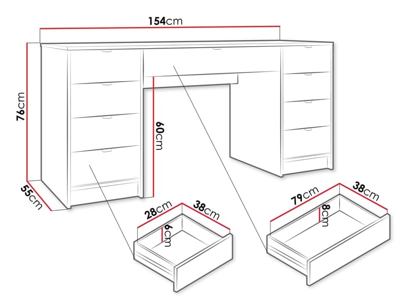 Gudelia Skrivebord 154 cm - brun - Møbler - Borde - Kontorbord - Skrivebord