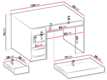 Harland Skrivebord 120 cm - lysebrun - Møbler - Borde - Kontorbord - Skrivebord
