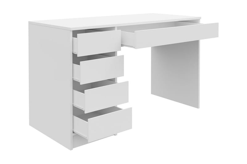 Harland Skrivebord 120 cm med Opbevaring 5 Skuffer - Hvid - Skrivebord