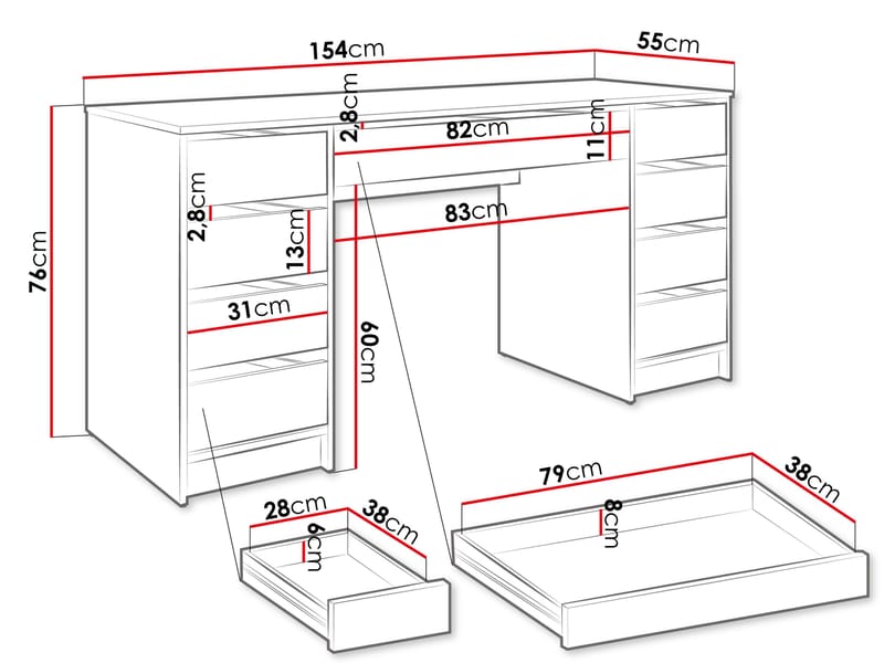 Harland Skrivebord 154 cm - brun - Møbler - Borde - Kontorbord - Skrivebord