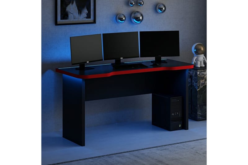 Hind Gamingbord 150x60 cm - Sort/Rød - Møbler - Borde - Kontorbord - Gamingbord