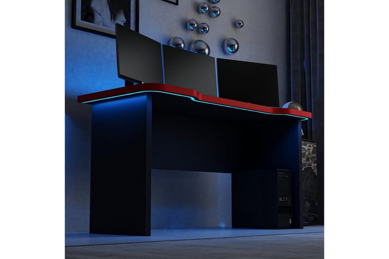 Hind Gamingbord 150x60 cm - Sort/Rød - Møbler - Borde - Kontorbord - Gamingbord