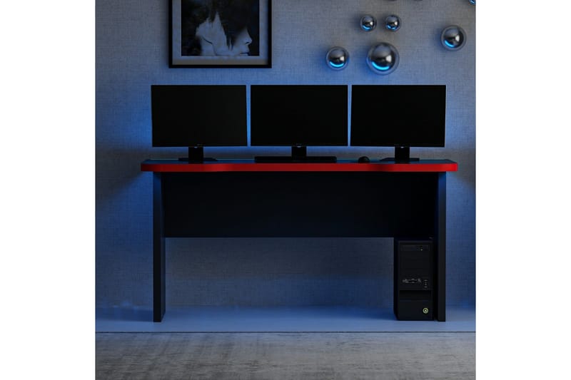 Hind Gamingbord 150x60 cm - Sort/Rød - Møbler - Borde - Kontorbord - Gamingbord