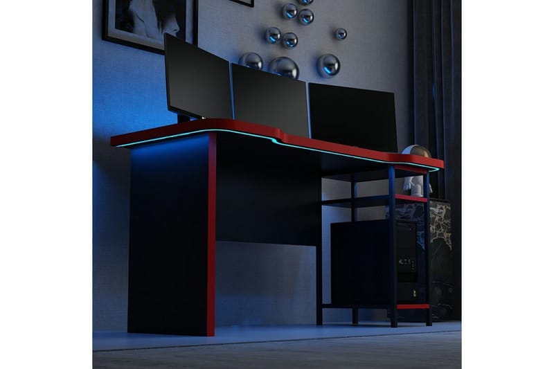 Hind Gamingbord 150x60 cm - Sort/Rød - Møbler - Borde - Kontorbord - Gamingbord