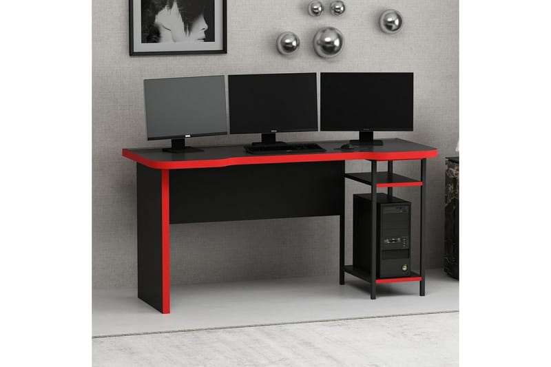 Hind Gamingbord 150x60 cm - Sort/Rød - Møbler - Borde - Kontorbord - Gamingbord