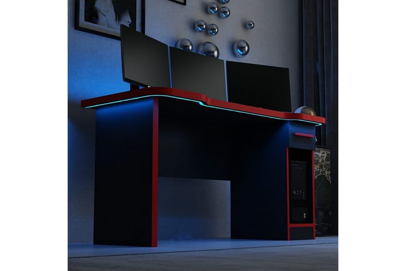 Hind Gamingbord 150x60 cm - Sort/Rød - Møbler - Borde - Kontorbord - Gamingbord