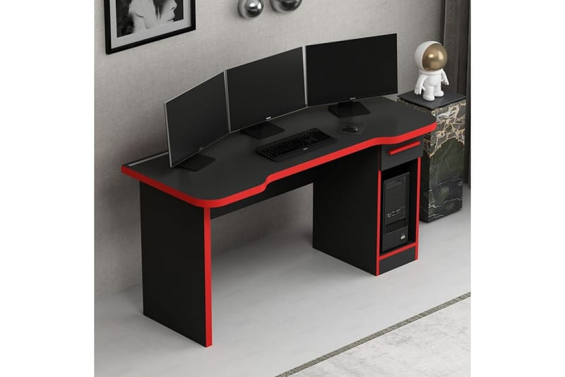 Hind Gamingbord 150x60 cm - Sort/Rød - Møbler - Borde - Kontorbord - Gamingbord