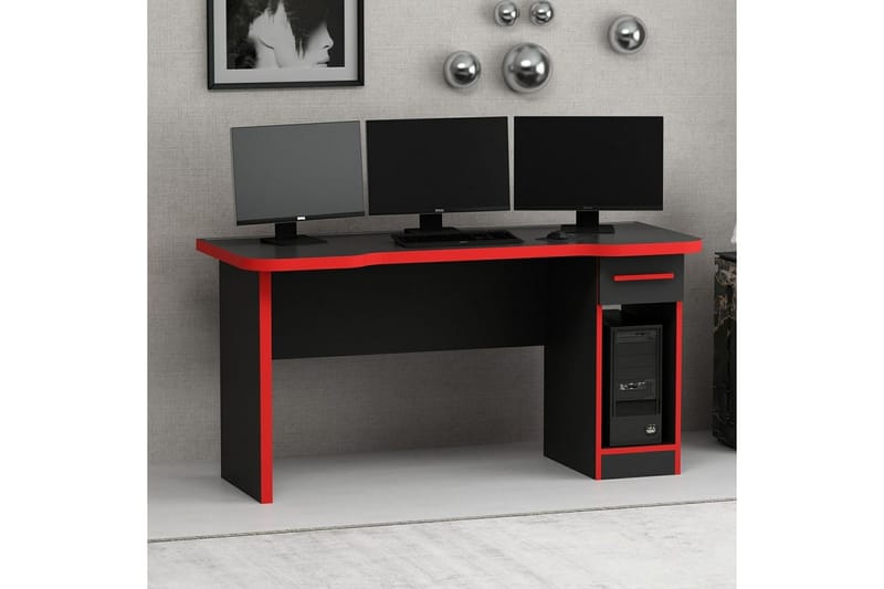 Hind Gamingbord 150x60 cm - Sort/Rød - Møbler - Borde - Kontorbord - Gamingbord