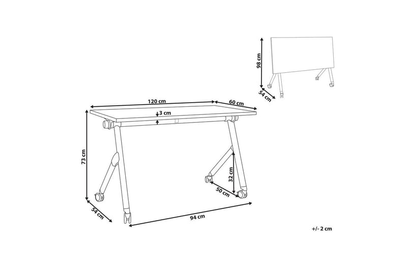 Hopfällbart skrivbord Beliani Bendi Ljus trä/svart, 120x60x75 cm White||Black 120x60x75 cm - Møbler - Borde - Kontorbord - Skrivebord