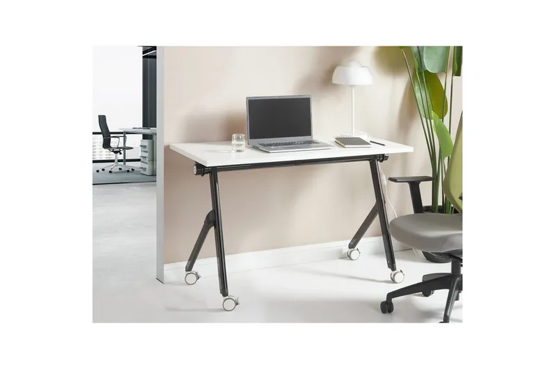 Hopfällbart skrivbord Beliani Bendi Ljus trä/svart, 120x60x75 cm White||Black 120x60x75 cm - Møbler - Borde - Kontorbord - Skrivebord