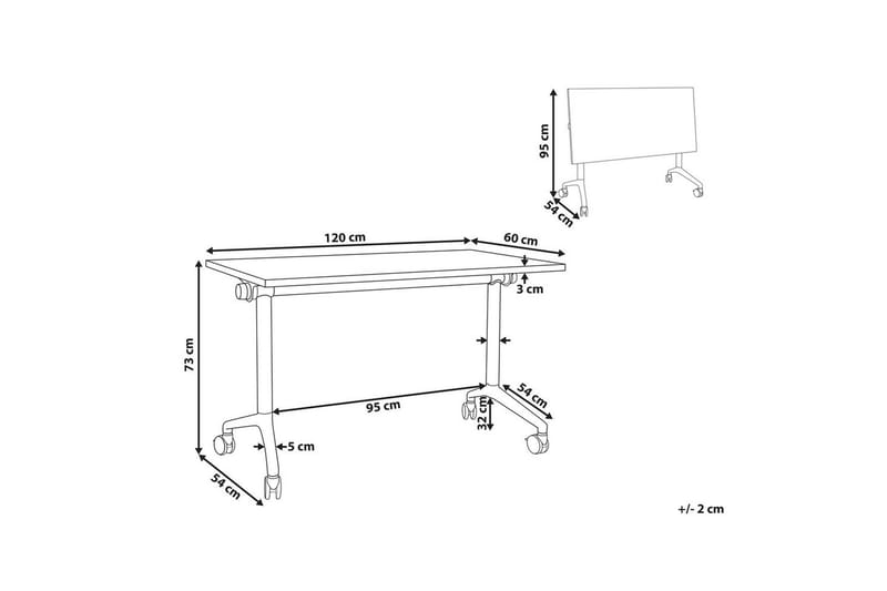 Hopfällbart skrivbord Beliani Cavi Ljus trä/svart, 120x60x75 cm White||Black 120x60x75 cm - Møbler - Borde - Kontorbord - Skrivebord
