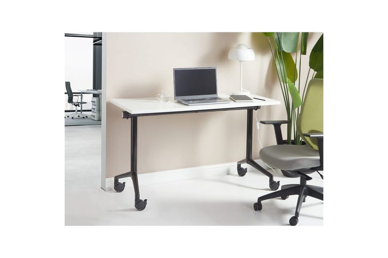 Hopfällbart skrivbord Beliani Cavi Ljus trä/svart, 120x60x75 cm White||Black 120x60x75 cm - Møbler - Borde - Kontorbord - Skrivebord